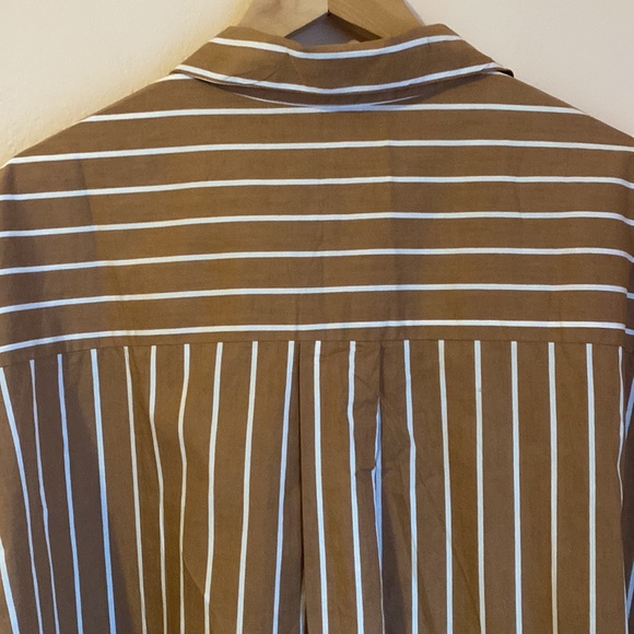 NEW Faithfull the Brand oversized brown white stripe cotton button down Shirt XL - Picture 5 of 16